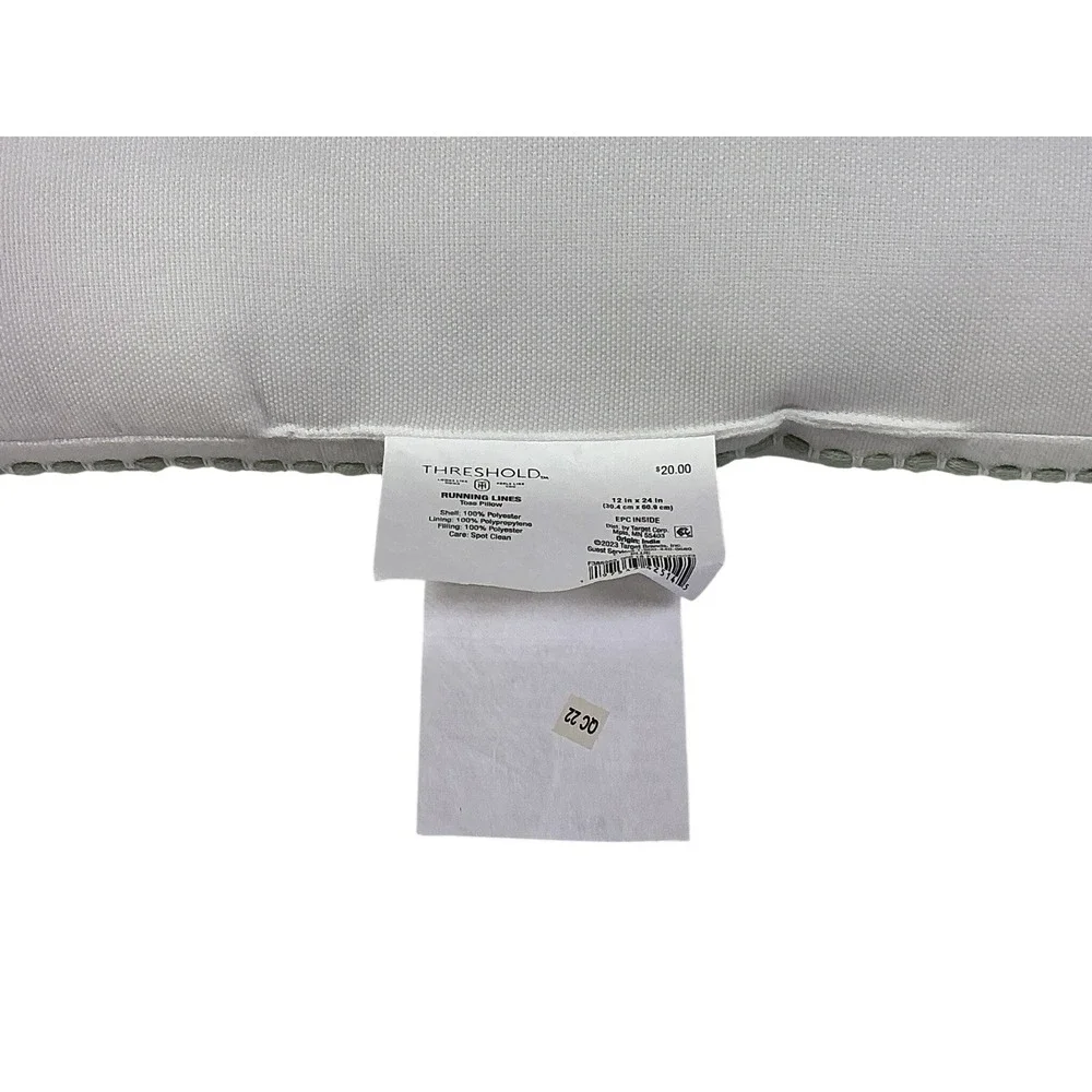 Threshold Running Lines Lumbar Throw Pillow 12x24 White Multicolor‎ Tassels